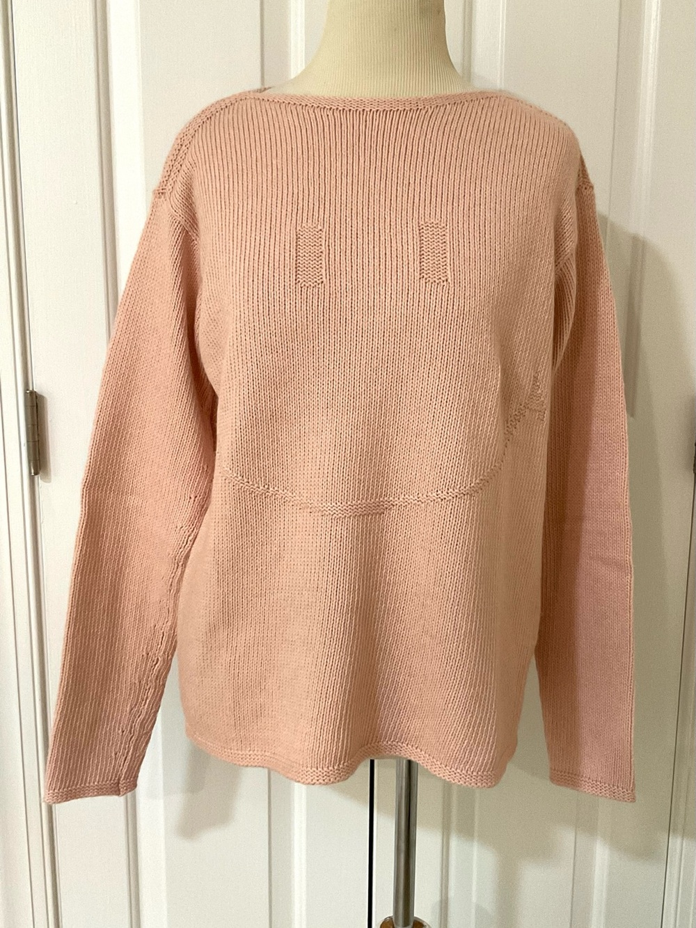NWT Charlie B Soft Pink Knit Sweater Smiley Face